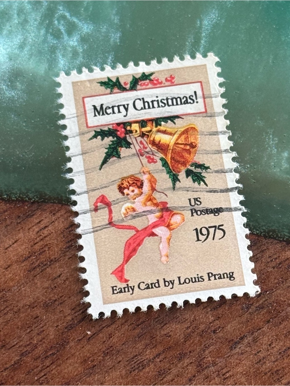 1975 - Vintage U.S. 10c "Merry Christmas" Holiday Postage Stamp, Louis Prang